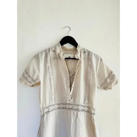 Johnny Was Cream Lace-Trim Midi Dress - Picture 4 of 8